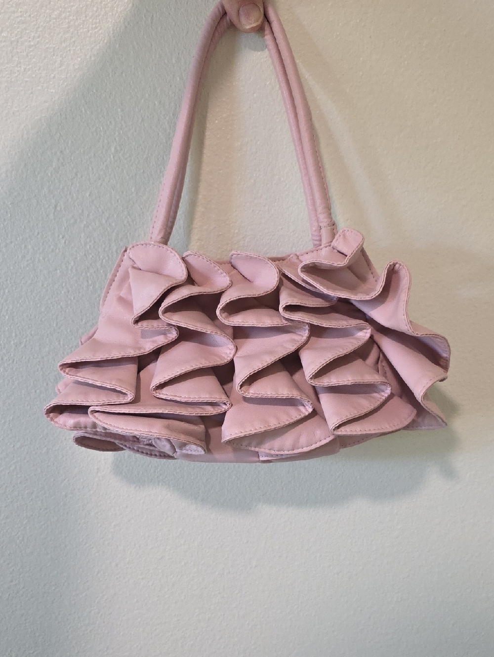 Sondra Roberts Pink Ruffle Shoulder Bag with Double Straps